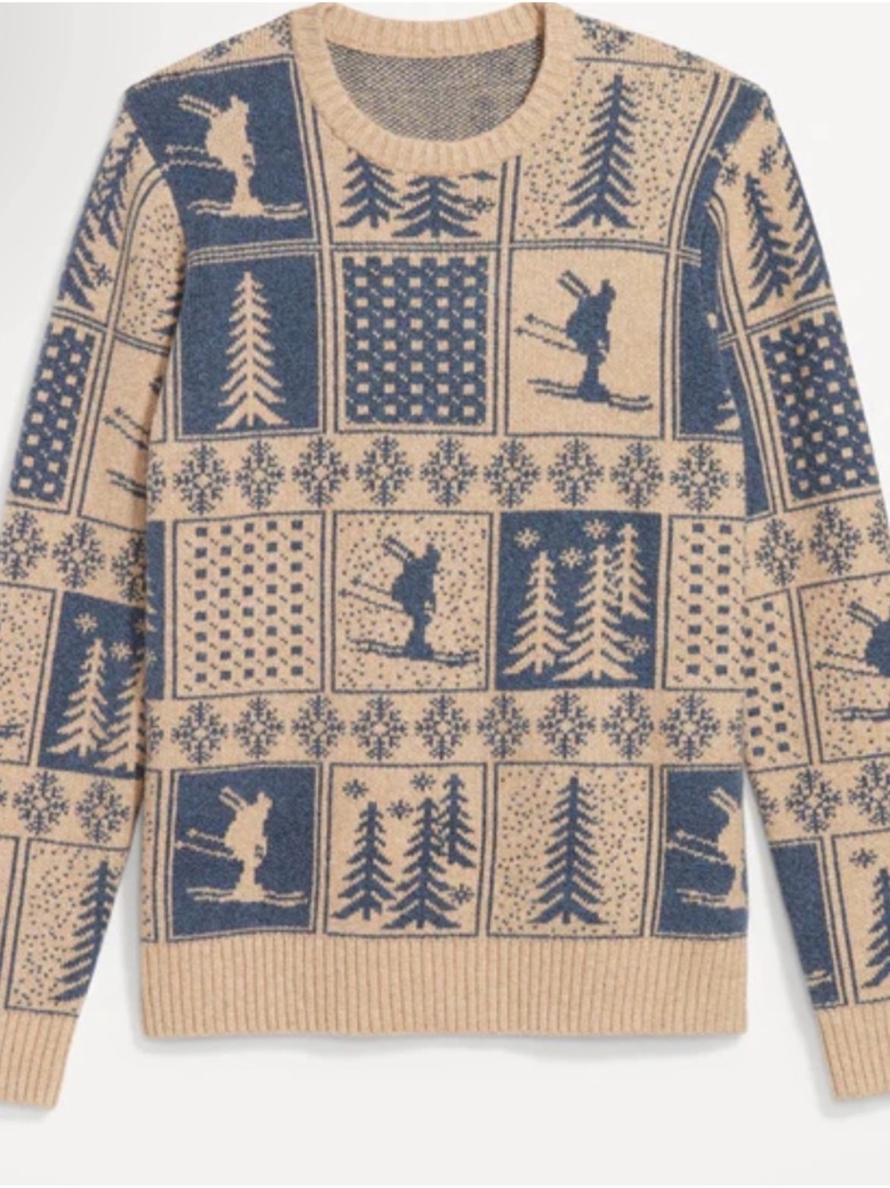 NWT Old Navy Men's SoSoft Fair Isle Sweater ski navy tan size XL